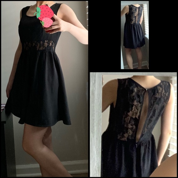 Dresses & Skirts - Lace Open Back Black Dress, Size M